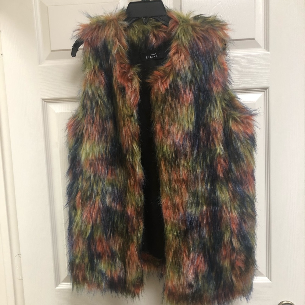XL Multi-Color Faux Fur Vest